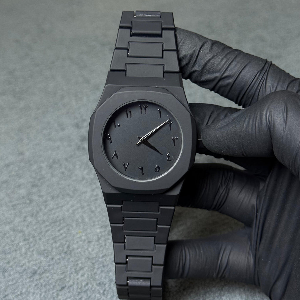 Original black arabic aura watch with fiber material