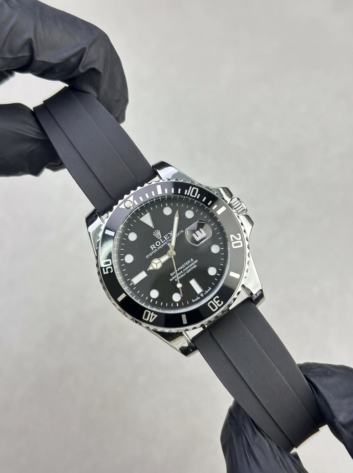 Rlx Submariner Silicon Strap – Black & Silver Dial