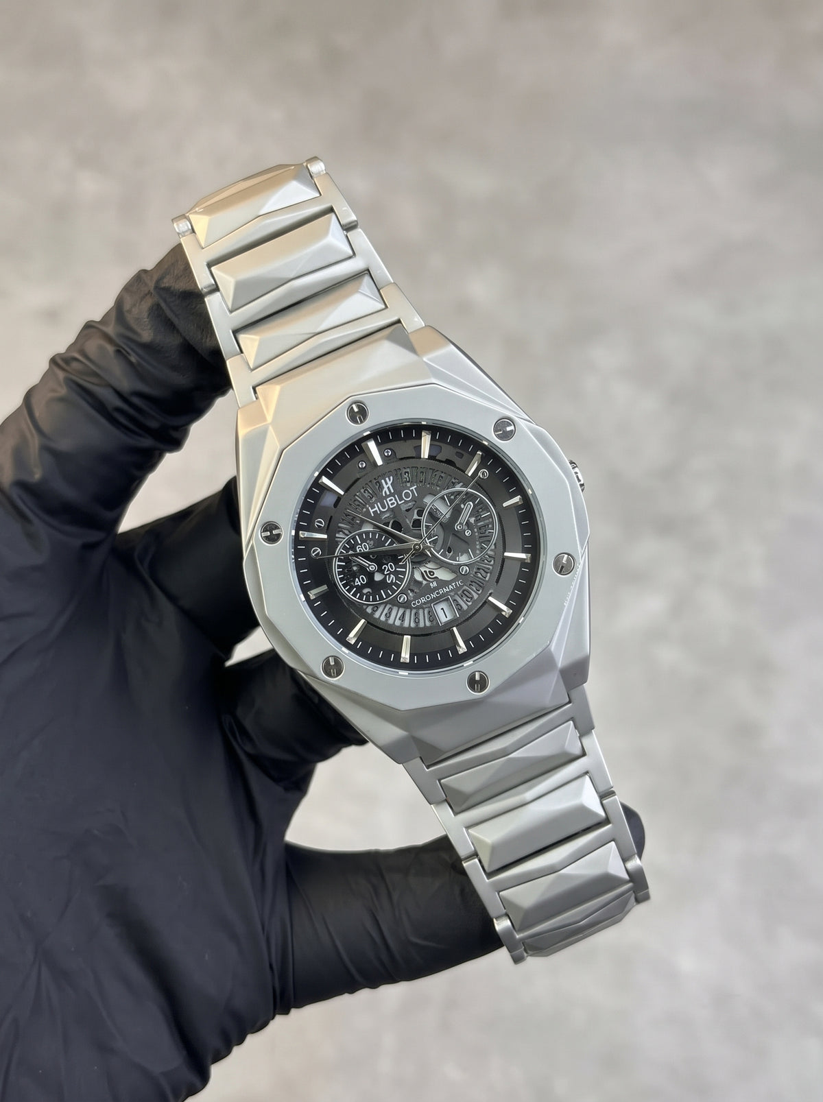 Hublot Watch Diamond Cut – Skeleton Black Dial