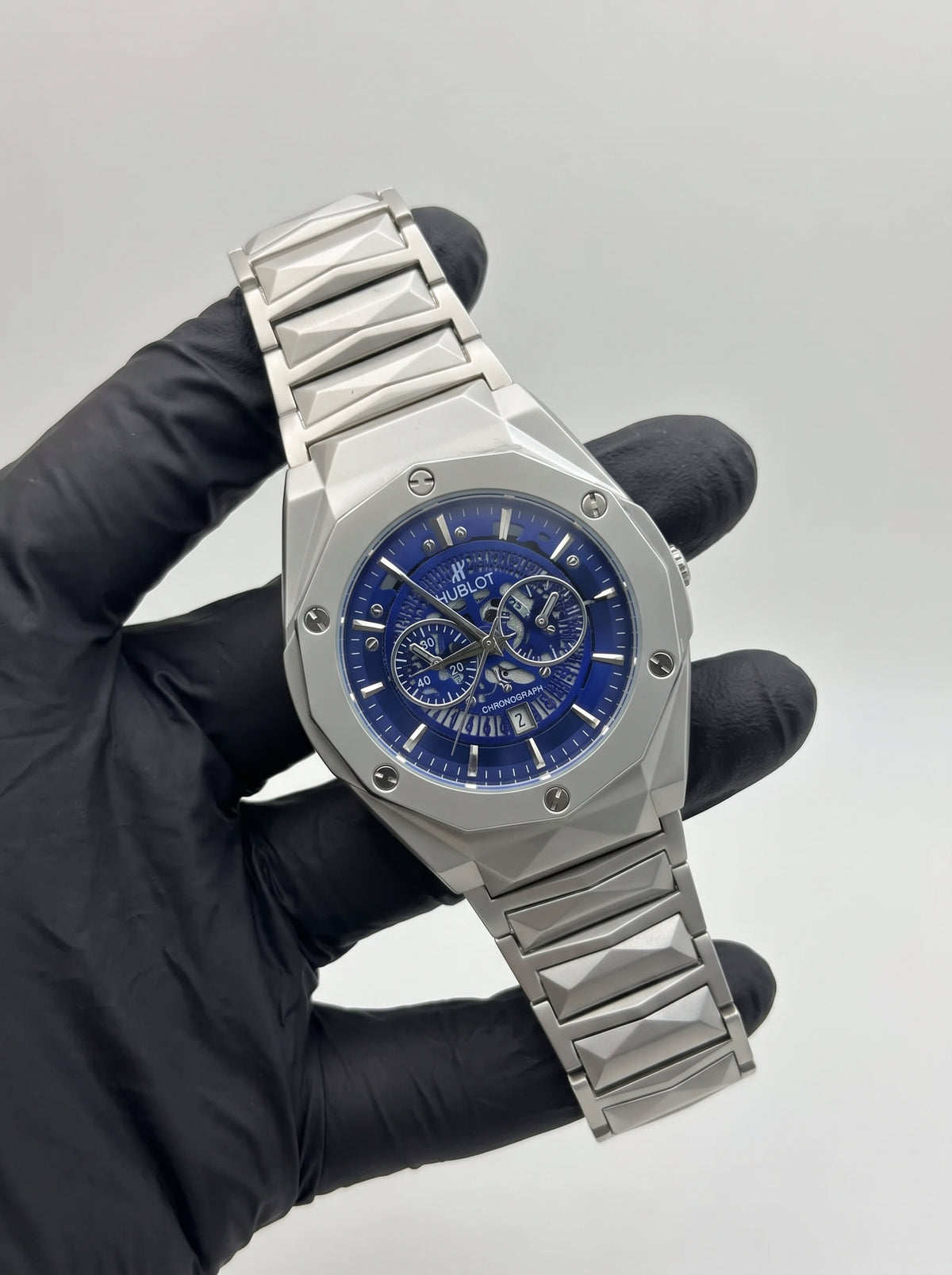 Hublot Watch Diamond Cut – Skeleton Blue Dial